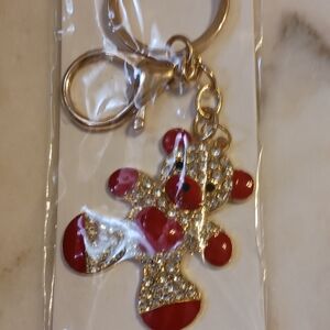 NIP Red Rhinestone Bear Bag Charm, LP Crystal Collection Key Chain
